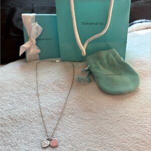 Return to Tiffany Silver Chain Pink Heart Necklace with Original Box and Bag